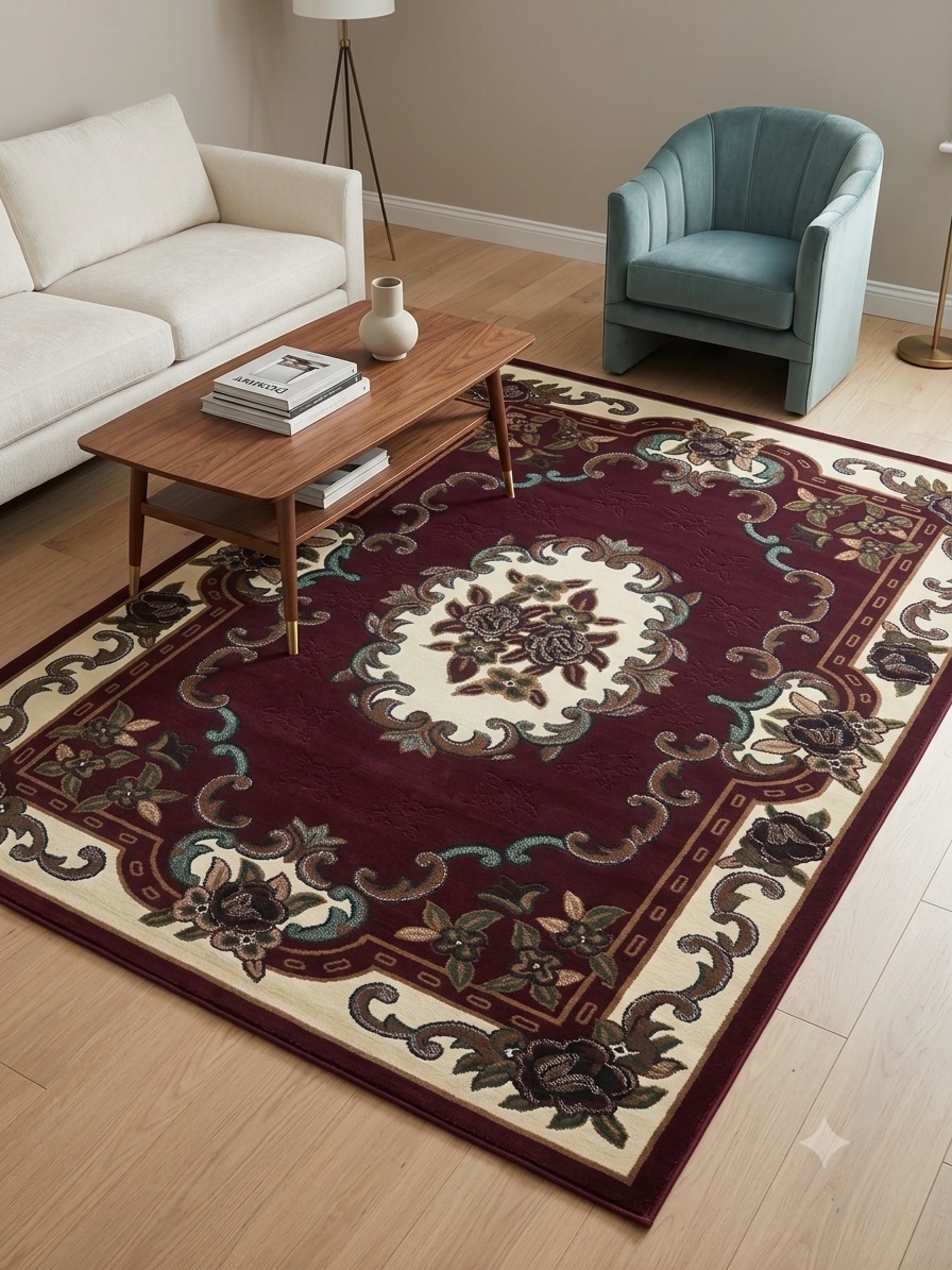 rug, d-121, burgundy, 5x8